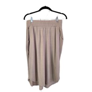 Zenana Beige Tulip Hem Elestic Waist Skirt